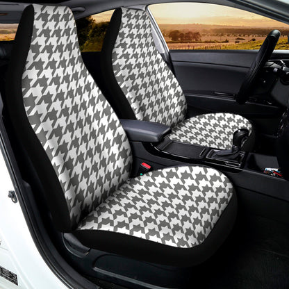 Grey And White Houndstooth Pattern Print Universal Fit Car Seat Covers