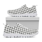 Grey And White Houndstooth Pattern Print White Sneakers