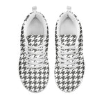 Grey And White Houndstooth Pattern Print White Sneakers