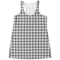 Grey And White Houndstooth Pattern Print Women's Racerback Tank Top