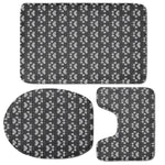 Grey And White Paw Knitted Pattern Print 3 Piece Bath Mat Set