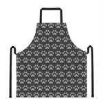 Grey And White Paw Knitted Pattern Print Apron