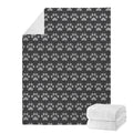 Grey And White Paw Knitted Pattern Print Blanket
