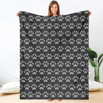 Grey And White Paw Knitted Pattern Print Blanket