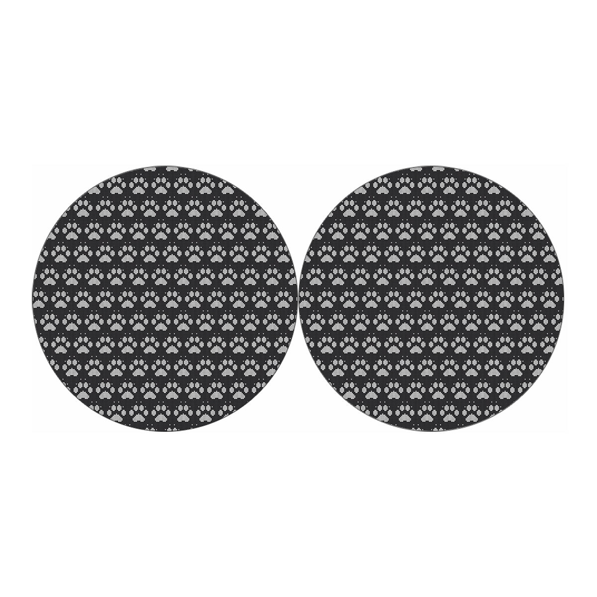 Grey And White Paw Knitted Pattern Print Car Coasters
