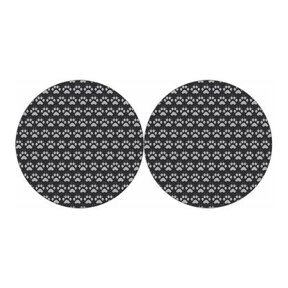 Grey And White Paw Knitted Pattern Print Car Coasters