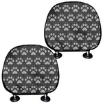 Grey And White Paw Knitted Pattern Print Car Headrest Covers