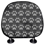 Grey And White Paw Knitted Pattern Print Car Headrest Covers