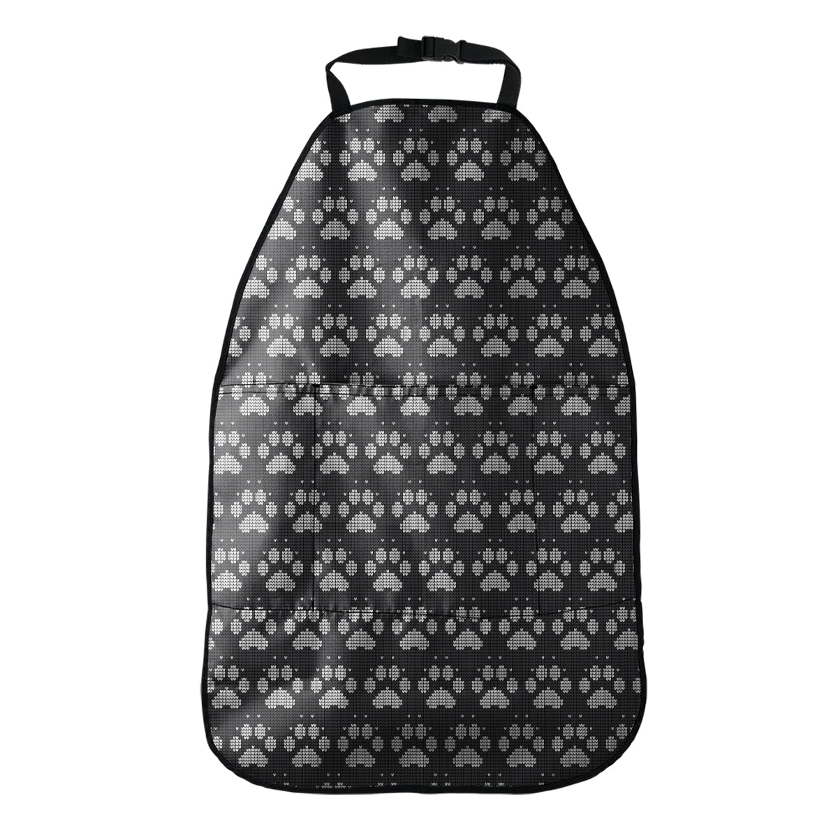 Grey And White Paw Knitted Pattern Print Car Seat Organizers