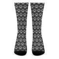 Grey And White Paw Knitted Pattern Print Crew Socks