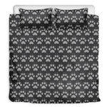 Grey And White Paw Knitted Pattern Print Duvet Cover Bedding Set