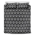 Grey And White Paw Knitted Pattern Print Duvet Cover Bedding Set