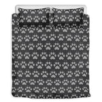 Grey And White Paw Knitted Pattern Print Duvet Cover Bedding Set