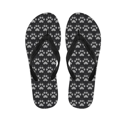 Grey And White Paw Knitted Pattern Print Flip Flops