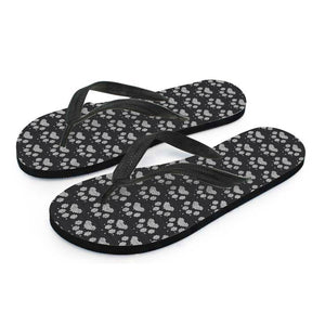 Grey And White Paw Knitted Pattern Print Flip Flops