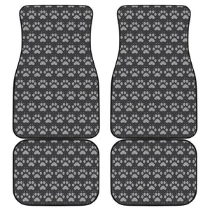 Grey And White Paw Knitted Pattern Print Front and Back Car Floor Mats
