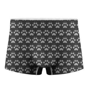 Grey And White Paw Knitted Pattern Print Men's Boxer Briefs