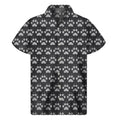 Grey And White Paw Knitted Pattern Print Men's Short Sleeve Shirt