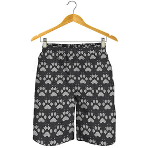 Grey And White Paw Knitted Pattern Print Men's Shorts
