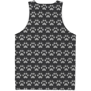 Grey And White Paw Knitted Pattern Print Men's Tank Top