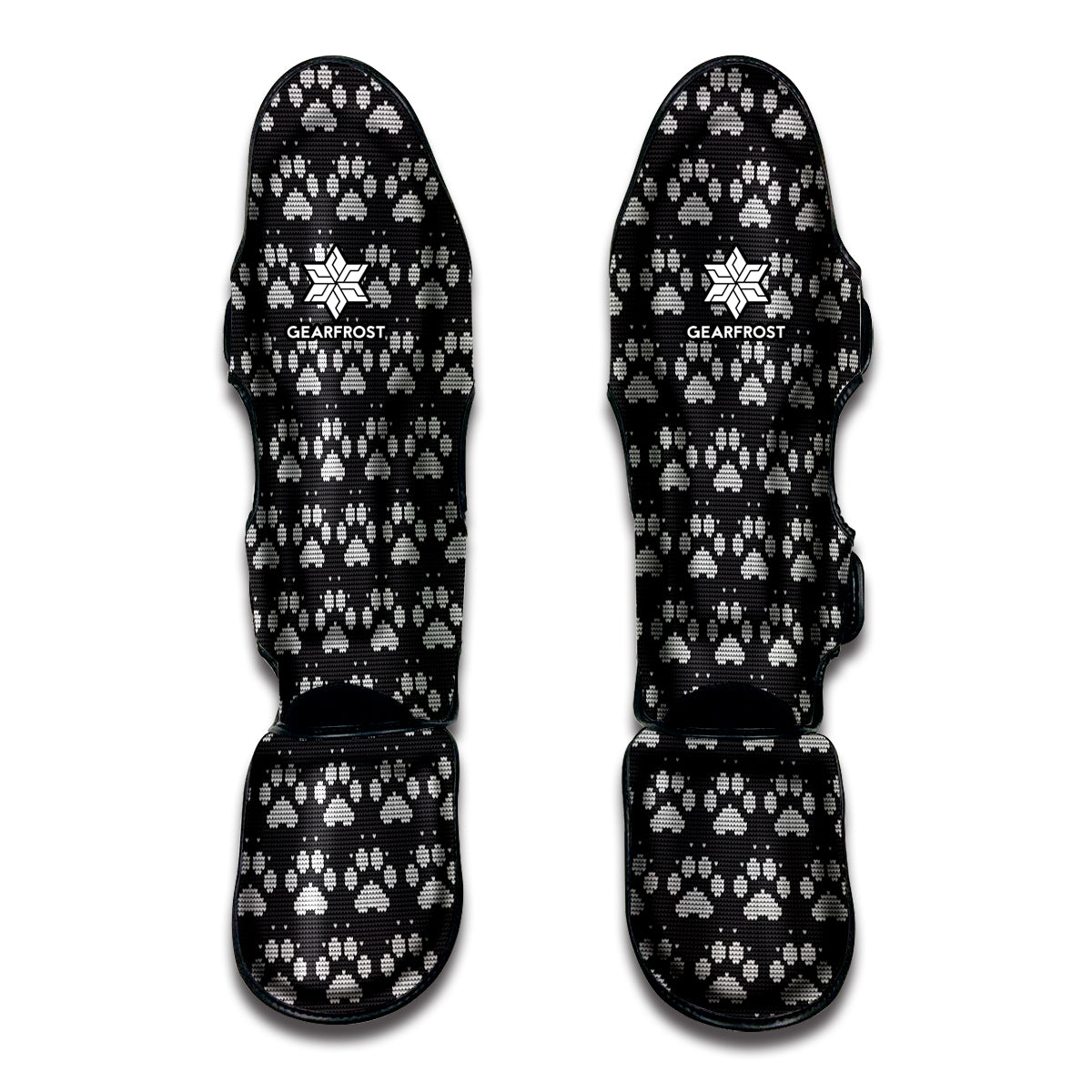 Grey And White Paw Knitted Pattern Print Muay Thai Shin Guard