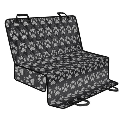 Grey And White Paw Knitted Pattern Print Pet Car Back Seat Cover