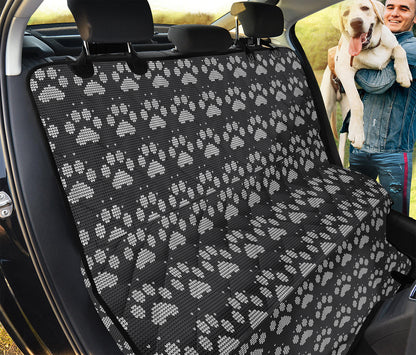 Grey And White Paw Knitted Pattern Print Pet Car Back Seat Cover