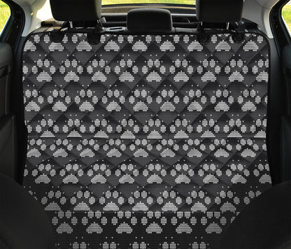 Grey And White Paw Knitted Pattern Print Pet Car Back Seat Cover
