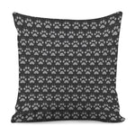 Grey And White Paw Knitted Pattern Print Pillow Cover