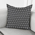 Grey And White Paw Knitted Pattern Print Pillow Cover