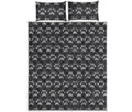 Grey And White Paw Knitted Pattern Print Quilt Bed Set