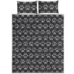 Grey And White Paw Knitted Pattern Print Quilt Bed Set