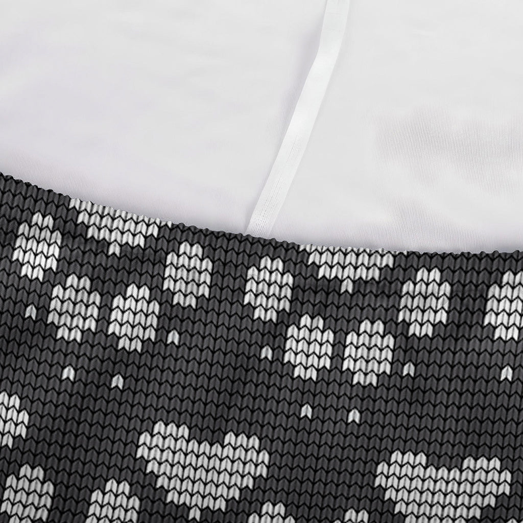 Grey And White Paw Knitted Pattern Print Sofa Cover