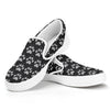 Grey And White Paw Knitted Pattern Print White Slip On Shoes