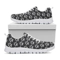 Grey And White Paw Knitted Pattern Print White Running Shoes