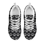 Grey And White Paw Knitted Pattern Print White Sneakers