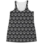 Grey And White Paw Knitted Pattern Print Women's Racerback Tank Top