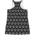 Grey And White Paw Knitted Pattern Print Women's Racerback Tank Top
