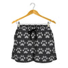 Grey And White Paw Knitted Pattern Print Women's Shorts