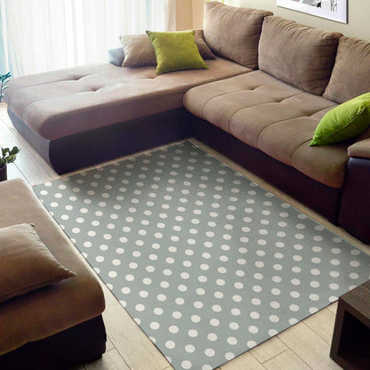 Grey And White Polka Dot Pattern Print Area Rug