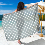 Grey And White Polka Dot Pattern Print Beach Sarong Wrap
