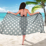 Grey And White Polka Dot Pattern Print Beach Sarong Wrap