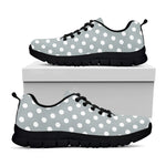 Grey And White Polka Dot Pattern Print Black Sneakers