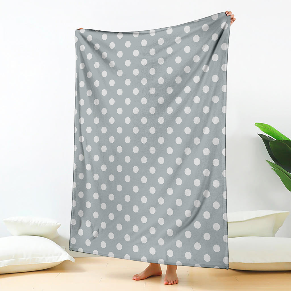 Grey And White Polka Dot Pattern Print Blanket