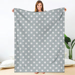 Grey And White Polka Dot Pattern Print Blanket