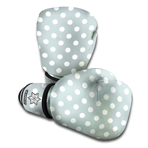 Grey And White Polka Dot Pattern Print Boxing Gloves