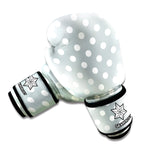 Grey And White Polka Dot Pattern Print Boxing Gloves