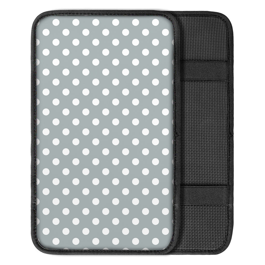 Grey And White Polka Dot Pattern Print Car Center Console Cover