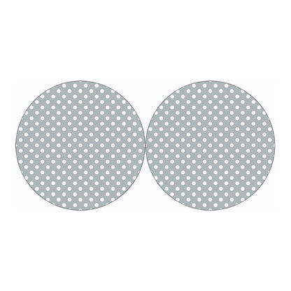 Grey And White Polka Dot Pattern Print Car Coasters