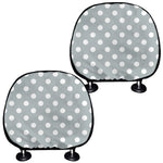Grey And White Polka Dot Pattern Print Car Headrest Covers